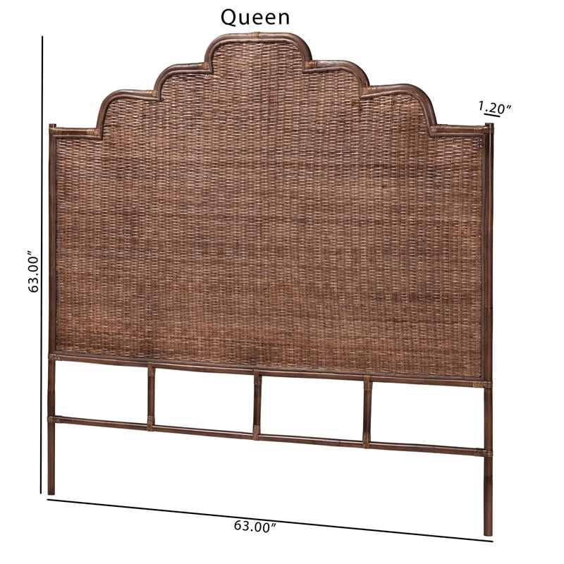 Pemberly Row Raphaela Natural Rattan King Panel Headboard
