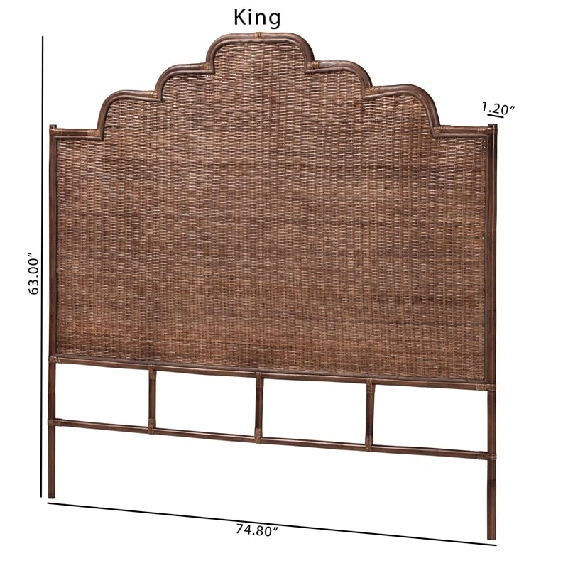 Pemberly Row Raphaela Natural Rattan King Panel Headboard
