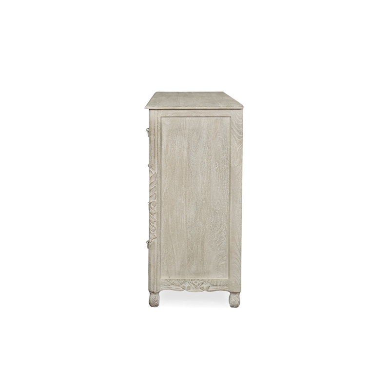 Pemberly Row Farmhouse 9-Drawer Solid Wood Dresser with Floral Carved Details