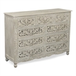 Pemberly Row Farmhouse 9-Drawer Solid Wood Dresser with Floral Carved Details