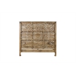 Pemberly Row Floral Carved Solid Wood King Panel Bed in Weathered Brown