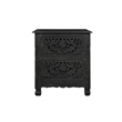 Pemberly Row 2-Drawer Floral Carved Solid Wood Nightstand in Black
