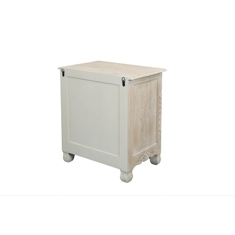 Pemberly Row Farmhouse 2-Drawer Solid Wood Nightstand in Weathered White