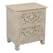 Pemberly Row Farmhouse 2-Drawer Solid Wood Nightstand in Weathered White