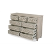 Pemberly Row Farmhouse 9-Drawer Solid Wood Dresser with Floral Carvings in White