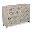 Pemberly Row Farmhouse 9-Drawer Solid Wood Dresser with Floral Carvings in White
