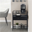 Pemberly Row Serving Bar in Black Wood Finish with Metal Frame
