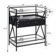 Pemberly Row Serving Bar in Black Wood Finish with Metal Frame