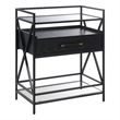 Pemberly Row Serving Bar in Black Wood Finish with Metal Frame