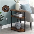 Pemberly Row Oval Chairside End Table with USB Ports in Walnut Wood