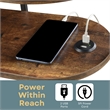 Pemberly Row Oval Chairside End Table with USB Ports in Walnut Wood