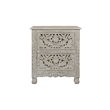 Pemberly Row Monte 2-Drawer Floral Carved Wood Nightstand in Gray