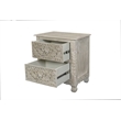 Pemberly Row Monte 2-Drawer Floral Carved Wood Nightstand in Gray