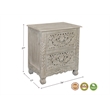 Pemberly Row Monte 2-Drawer Floral Carved Wood Nightstand in Gray
