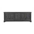 Pemberly Row Isabella 3-Drawer 4-Door Solid Wood Sideboard in Black