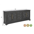 Pemberly Row Isabella 3-Drawer 4-Door Solid Wood Sideboard in Black