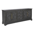 Pemberly Row Isabella 3-Drawer 4-Door Solid Wood Sideboard in Black