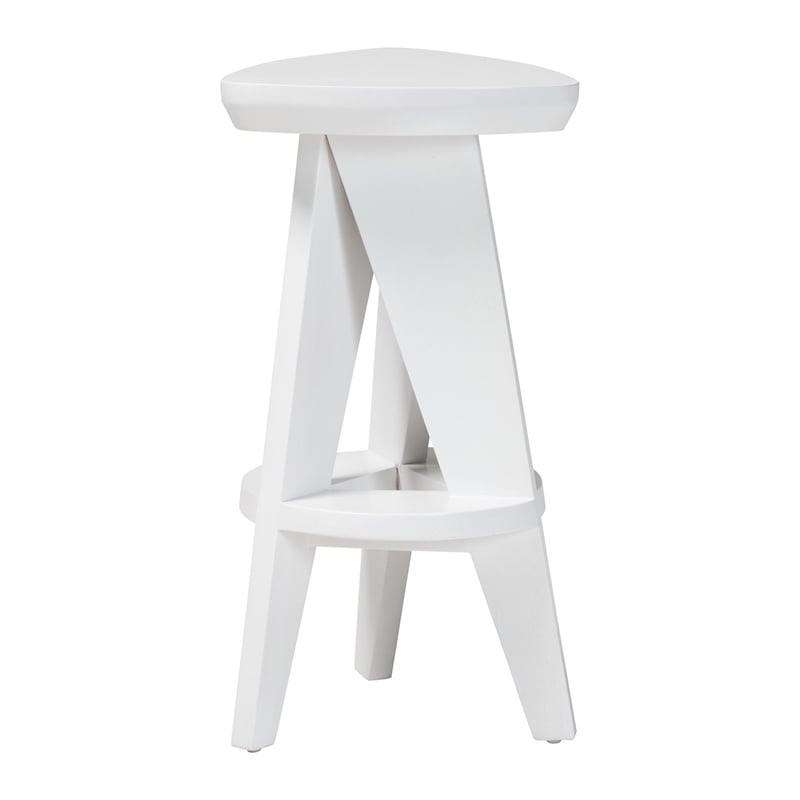 Pemberly Row Sculptural Backless Wood Counter Stool with Triangle Seat
