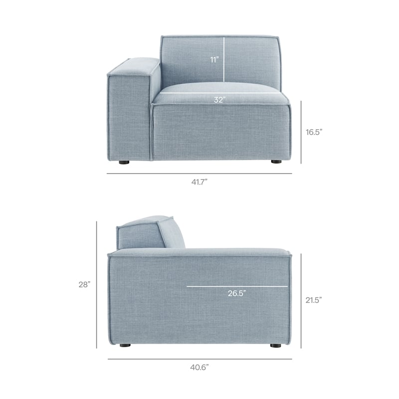 Pemberly Row 2-Piece Modular Loveseat in Sky with Performance Fabric Upholstery