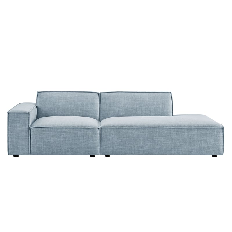 Pemberly Row 2-Piece Modular Loveseat in Sky with Performance Fabric Upholstery