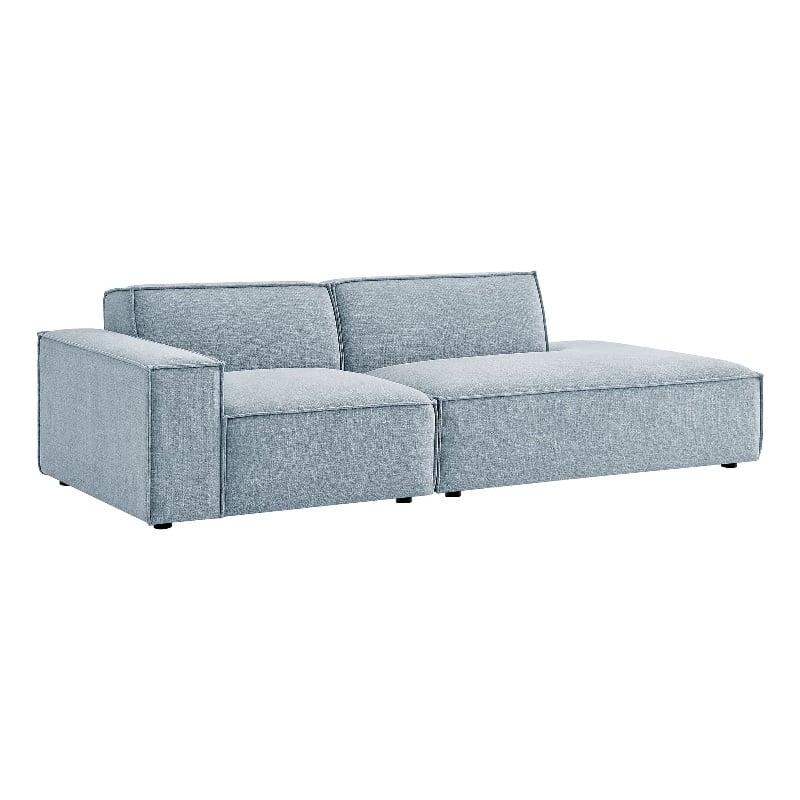 Pemberly Row 2-Piece Modular Loveseat in Sky with Performance Fabric Upholstery