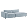 Pemberly Row 2-Piece Modular Loveseat in Sky with Performance Fabric Upholstery