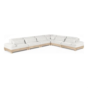 Pemberly Row Chenille Fabric 6-Piece Modular Sectional in Cream