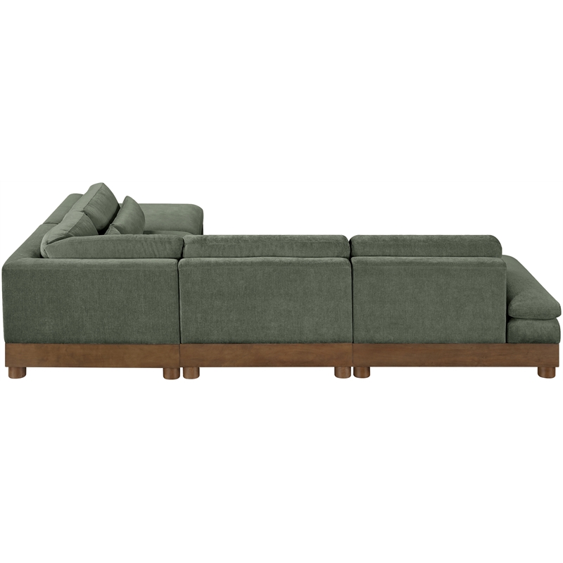 Pemberly Row Chenille Fabric 5-Piece Modular Sectional in Green