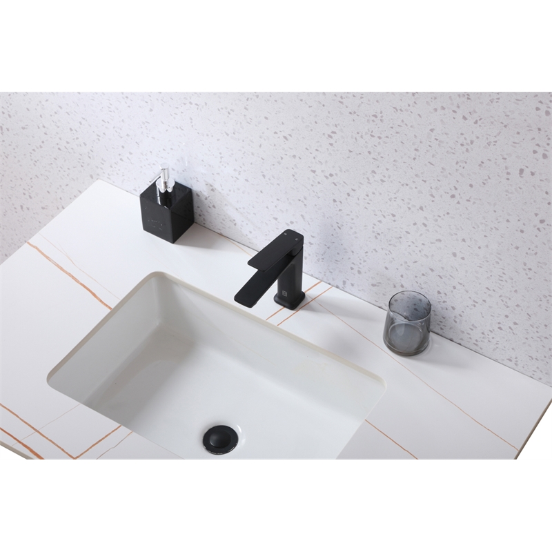 Pemberly Row Brass Single Hole Bathroom Faucet in Matte Black