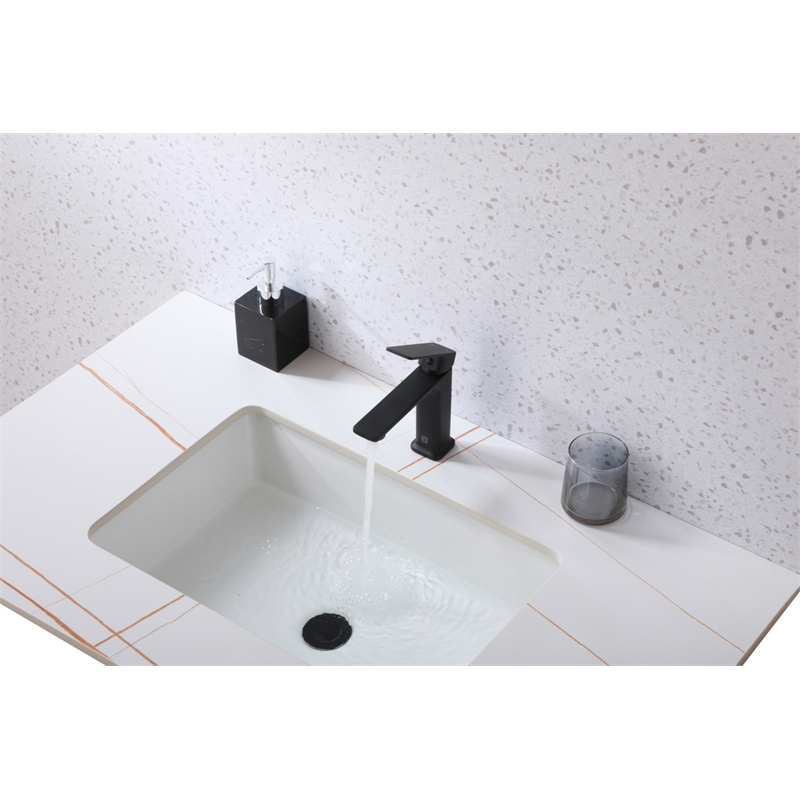 Pemberly Row Brass Single Hole Bathroom Faucet in Matte Black