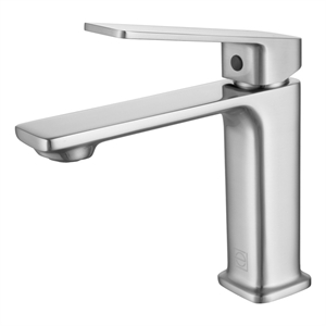 Pemberly Row Brass Single Hole Bathroom Faucet in Brushed Nickel