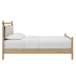 Pemberly Row King Platform Bed in Light Oak and Heathered Ivory Upholstery