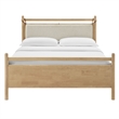 Pemberly Row Queen Platform Bed in Light Oak with Heathered Ivory Upholstery