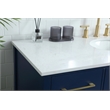 Pemberly Row Solid Wood Bathroom Vanity in Blue with Marble Countertop