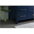 Pemberly Row Solid Wood Bathroom Vanity in Blue with Marble Countertop