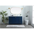 Pemberly Row Solid Wood Bathroom Vanity in Blue with Marble Countertop
