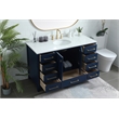 Pemberly Row Solid Wood Bathroom Vanity in Blue with Marble Countertop