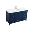 Pemberly Row Solid Wood Bathroom Vanity in Blue with Marble Countertop