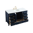 Pemberly Row Solid Wood Bathroom Vanity in Blue with Marble Countertop