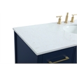 Pemberly Row Solid Wood Bathroom Vanity in Blue with Marble Countertop
