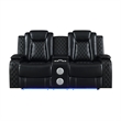 Pemberly Row Faux Leather Power Loveseat with Console in Black