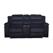 Pemberly Row Black Reclining Loveseat with Drink Console and Storage