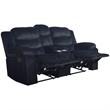 Pemberly Row Black Reclining Loveseat with Drink Console and Storage