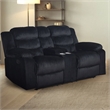 Pemberly Row Black Reclining Loveseat with Drink Console and Storage