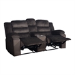 Pemberly Row Dual Reclining Loveseat in Wood and Chocolate Brown Fabric