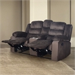 Pemberly Row Dual Reclining Loveseat in Wood and Chocolate Brown Fabric