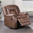 Pemberly Row Fabric Upholstered Manual Glider Recliner in Brown