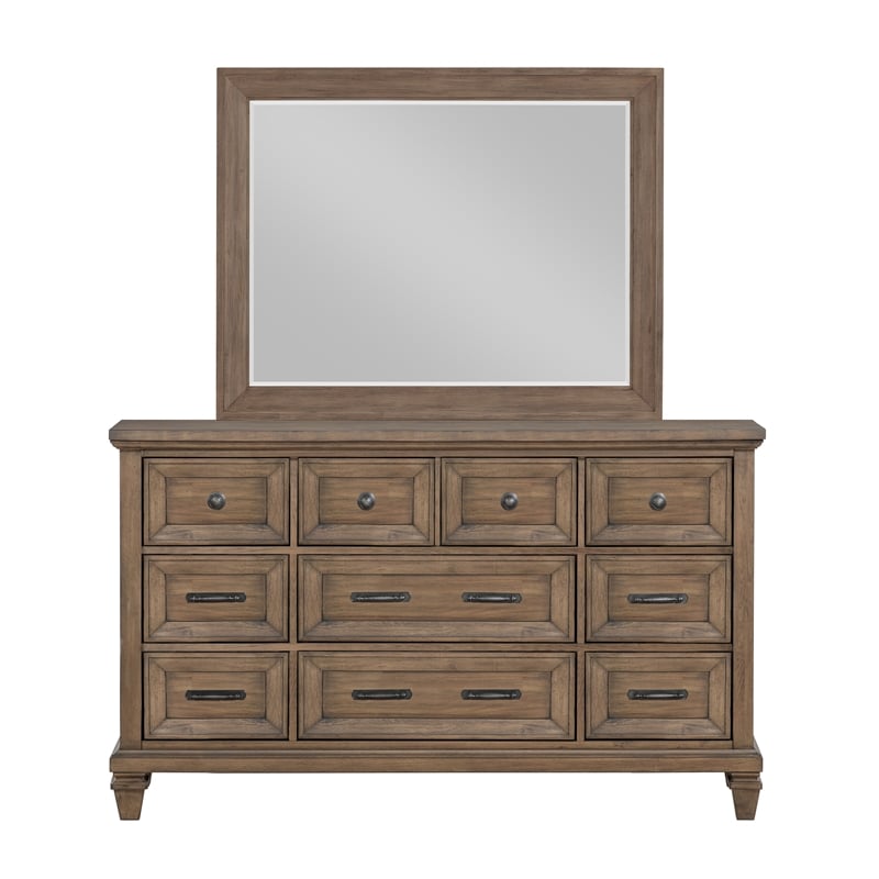 Pemberly Row 4-Piece Wood Queen Bedroom Set in Vintage Mocha Finish