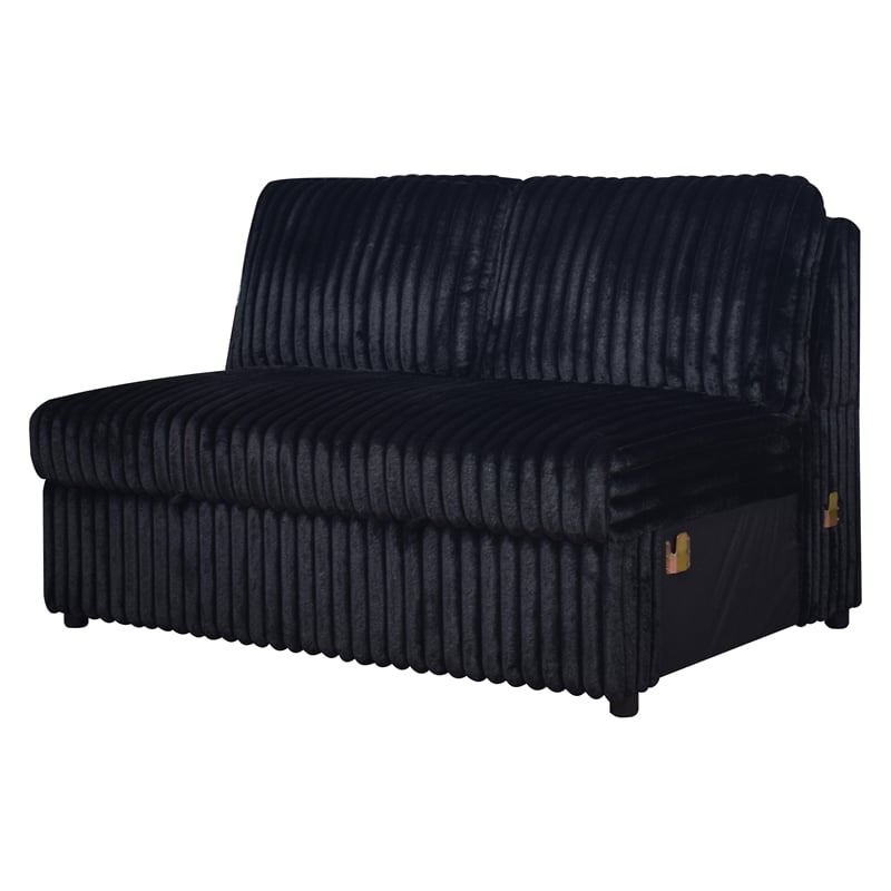 Pemberly Row 5-Piece Fabric Sectional with Chaise in Midnight Black