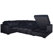 Pemberly Row 5-Piece Fabric Sectional with Chaise in Midnight Black